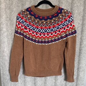JCrew Women’s Brown Fair Isle Sweater, XS